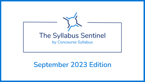 Image of the header of the Syllabus Sentinel by Concourse Syllabus, September 2023